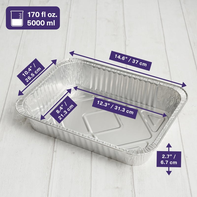 MATANA 10x14 inch Aluminum Pans Foil Trays (25 Pack) Disposable Baking Tin Foil Pan, Half Size Deep Steam Table Pan, Aluminum Tray, Great for Oven Roasting, Chafing, Heating, Serving Food, Parties - Image 3